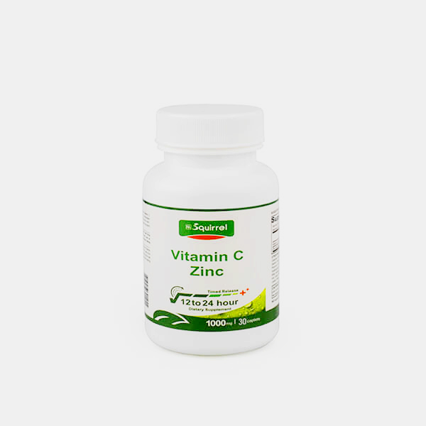Vitamina C 1000 mg cápsula compleja de 30 tabletas con liberación controlada de zinc 15 mg
